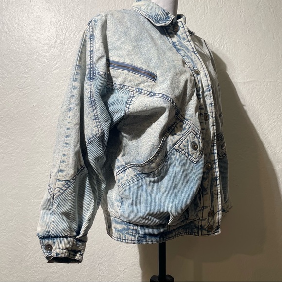VINTAGE 80S BE IN THE CURRENT SEEN ACID WASH padded cotton DENIM JACKET Womens M - Picture 3 of 9